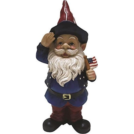 Lawnitator Corp  12 in. Americana Saluting Gnome with Flag LA1515505